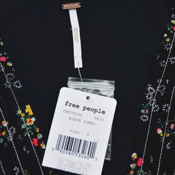 Free People Black Red Green Floral Dress S NWT - Picture 6 of 7